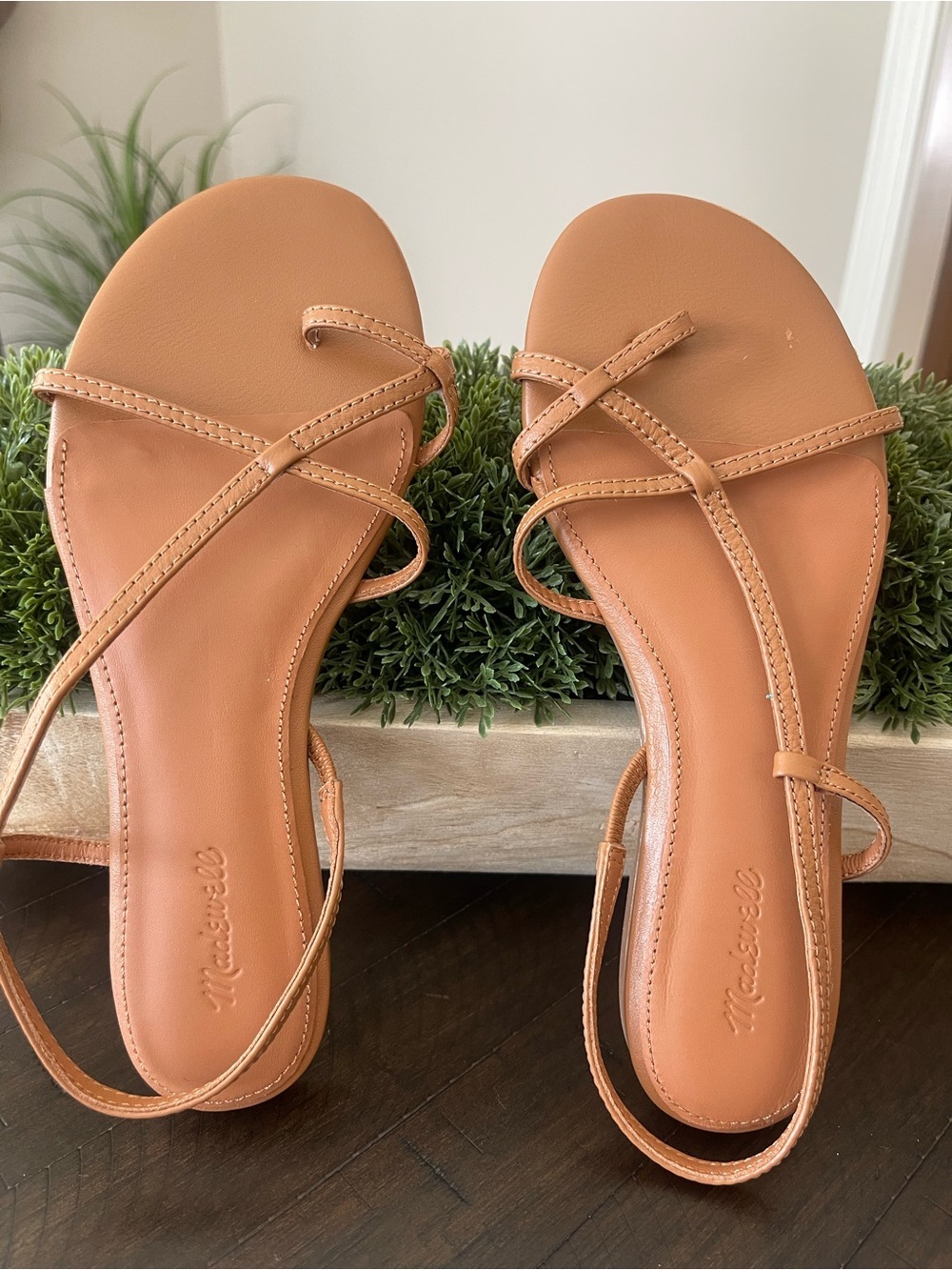 Madewell Tan Strappy Slide Sandals